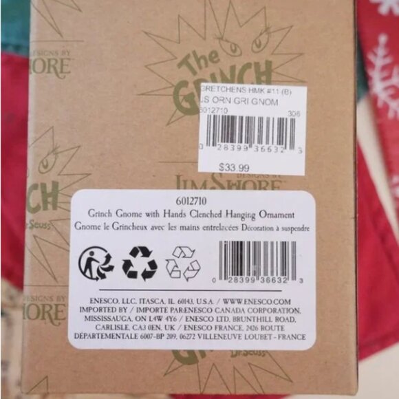 Jim Shore Grinch Gnome with Hands Clenched Ornament Christmas 2023 New 6012710 - Picture 8 of 8